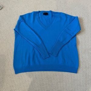 J. Crew Blue Cashmere Boyfriend V Neck, XS